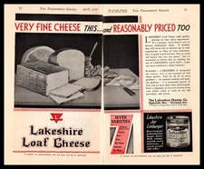 1930 The Lakeshire Cheese Co. Plymouth Wisconsin Portland Oregon 2-Page Print Ad