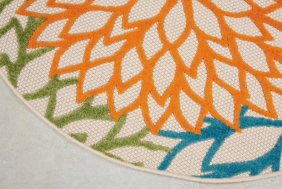 Nourison Aloha Interior/Exterior Multicolorido 5'3'' x Área Redonda--Tapete, Tropical, B... - Imagem 4 de 4