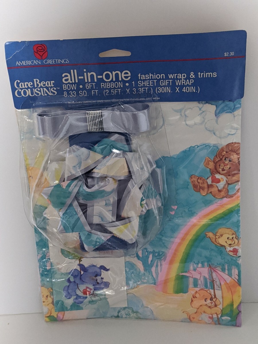 Care Bear Cousins Gift Wrap American Greetings All in One bow card
