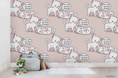 3D Cute Cat Friends Play Self-adhesive Removable Wallpaper Murals Wall 582