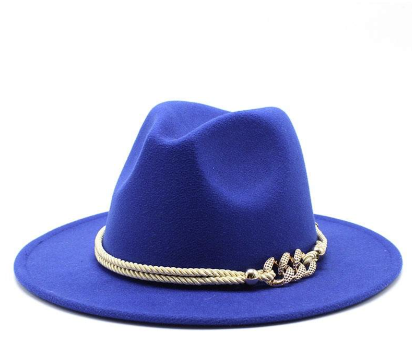 Lady Fashion Wide Brim Felt Fedora Panama Hat with Ring Belt Lady Fashion Wide Brim Felt Fedora Panama Hat with Ring Belt  main image 4