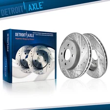 Pair Front Drilled Disc Brake Rotors Set for 2014 2015 2016 2017-2020 Honda Fit