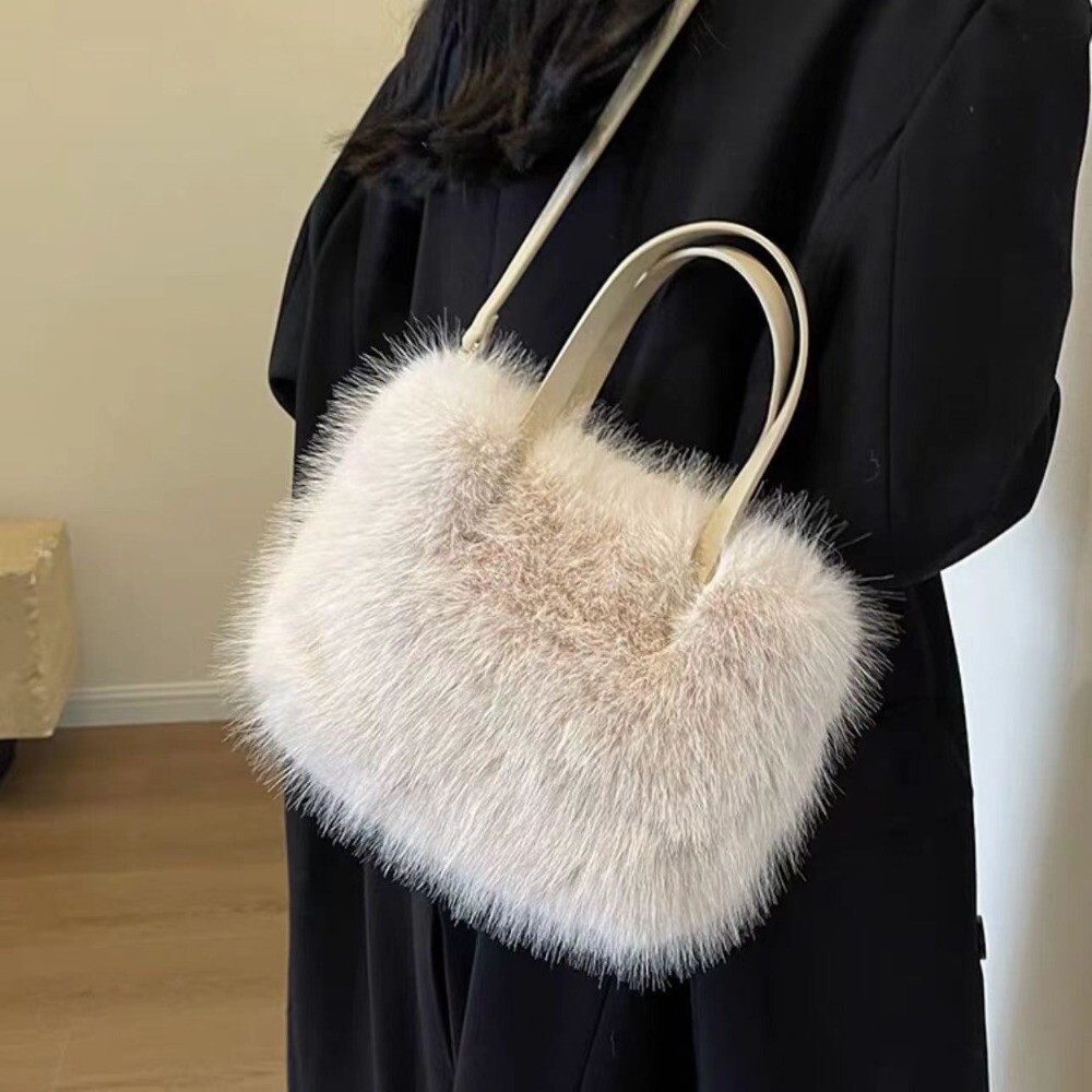 Women Soft Crossbody Bag Faux Fur Tote Bag Fashion Shoulder Bag | eBay