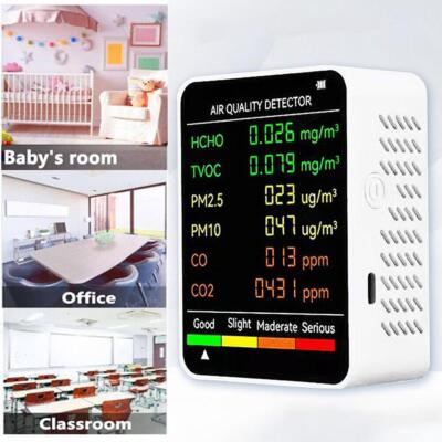 6-in-1 CO2 Meter Air Quality Monitor Tester TV OC Carbon Dioxide Detector Tester