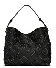 Nwt Designer Runway Zara Black Woven Real Leather Handbag Bloggers Favorite $279
