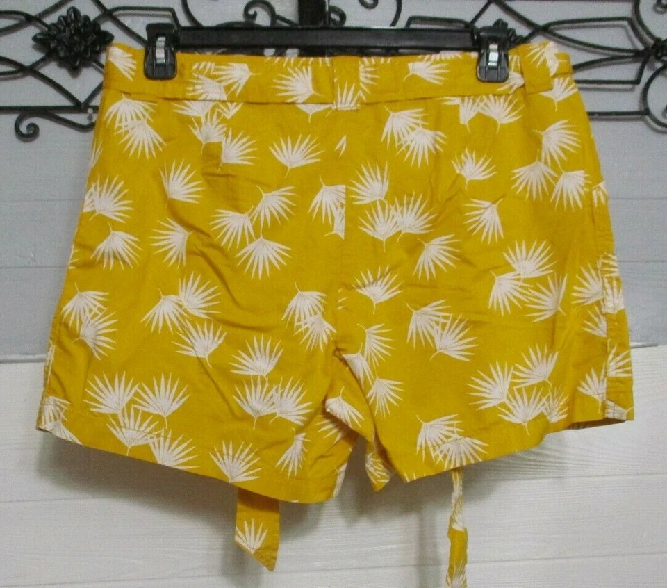 Pantalones Cortos Liz Claiborne Talla 10 Amarillo Floral Cinturón Algodón Foto 2 de 4
