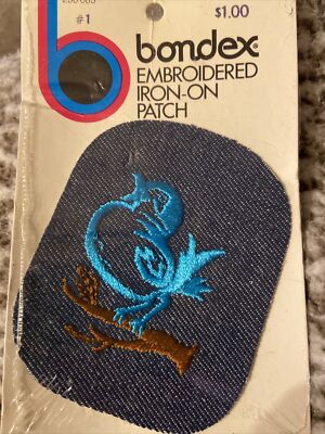 Vintage 1970s Bondex Embroidered Bird Iron On Patch Brand New Sealed 3 x4