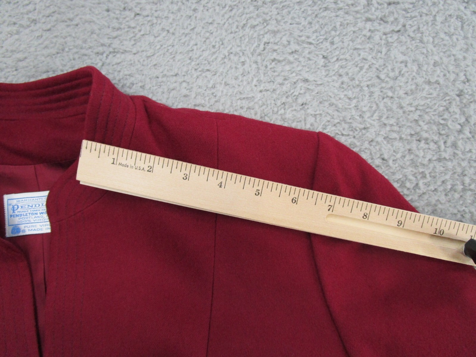 Vintage Pendleton Red Wool Jacket Open Front Line… - image 7