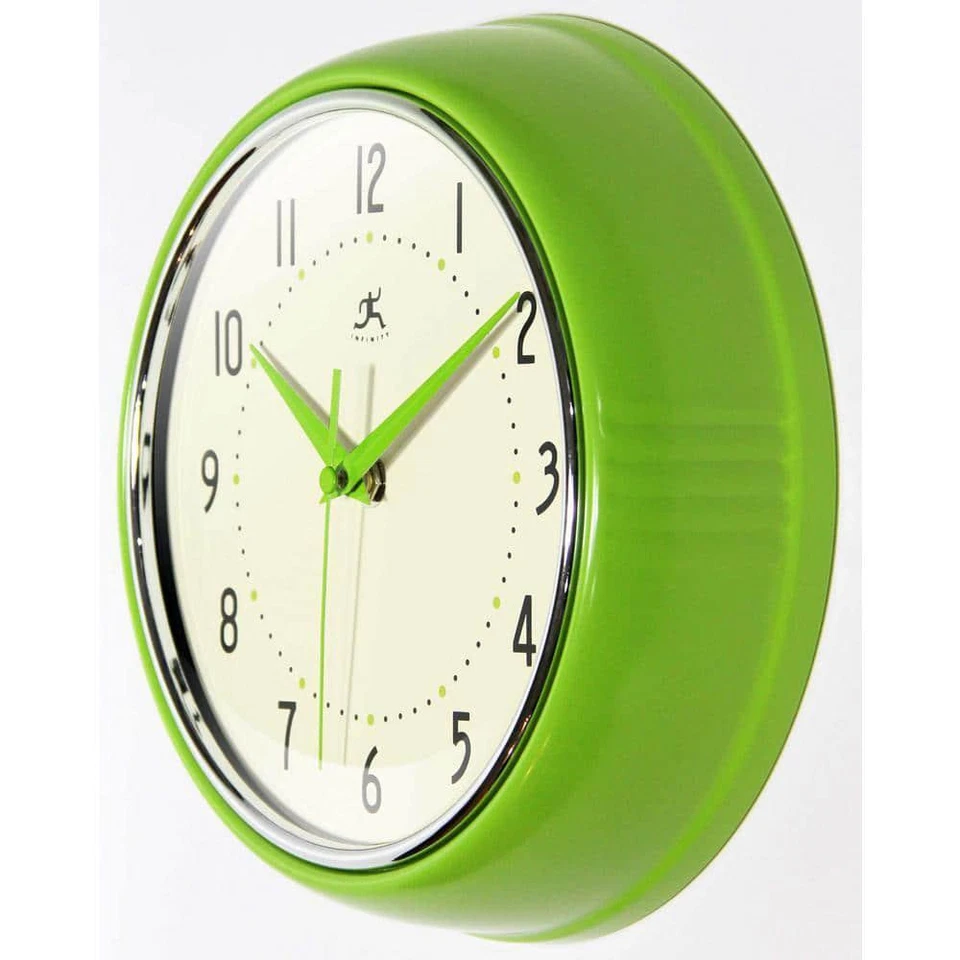 Infinity Instruments Analog Wall Clock Apple Green Metal Frame Quartz Movement - Image 3 of 4