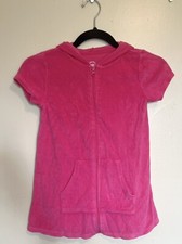 Wonder Nation Girls Swimsuit Coverup Size 6-6X Pink Terry Cloth Zip Up Hooded