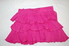 Girls Knit Skirt PINK w/ 3 LAYERS RUFFLES Ribbed Elast Waist SIZE M 7-8
