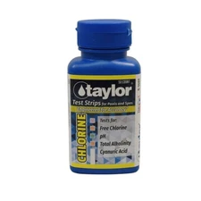 Taylor Chlorine Test Strips for Free Chlorine, pH, Alkalinity, CYA (50/bottle)