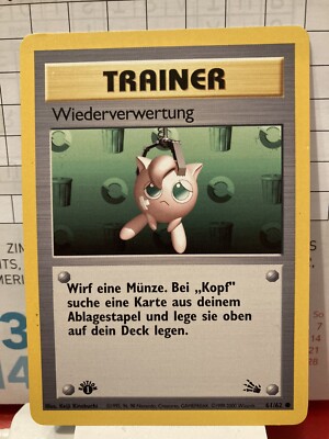Pokemon Trainer Karte Wiederverwertung 61/62 DE Fossil 1 Edition Zustand Wie neu