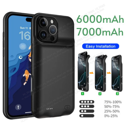 For iPhone 16 15 14 13 12 11 XR XS 8 7 External Battery Charger Case Power Bank