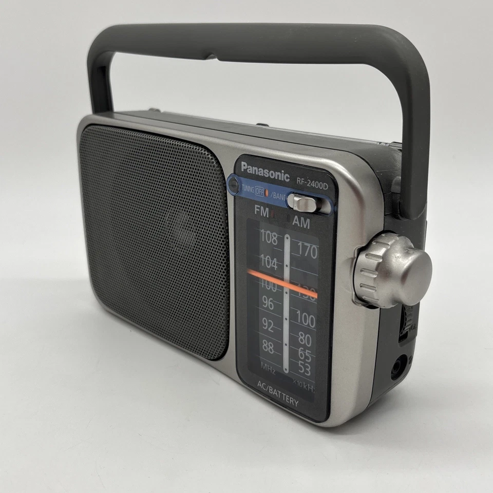 Vintage Panasonic FM-AM 2-Band Receiver RF-2400D Silver AC/Battery Tested - Image 3 of 4