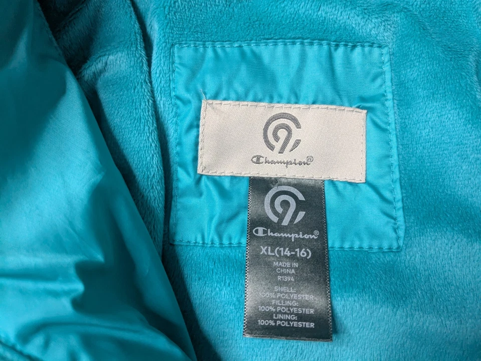 Chaqueta Champion Puffer Niñas XL 14-16 Verde Cremallera Completa Manga Larga  Foto 3 de 4