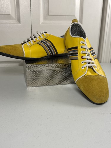 Paul Smith Yellow Leather Stripe Sneakers Men’s EU 43 US 10 Lace Up Shoes