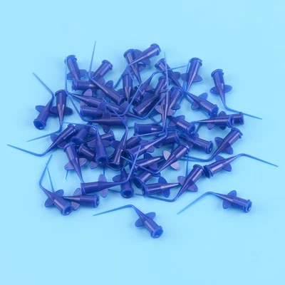 DWCX 50pcs Blue Dental Single Use Disposable Syringe Irrigation Needle Tips Plastic t