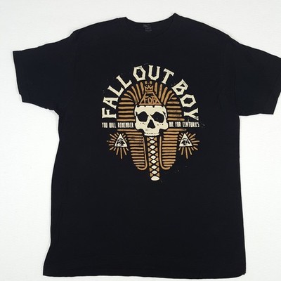 Tultex T-Shirt Men's L Large Black Fall Out Boy Skull Graphic Ringspun Cotton