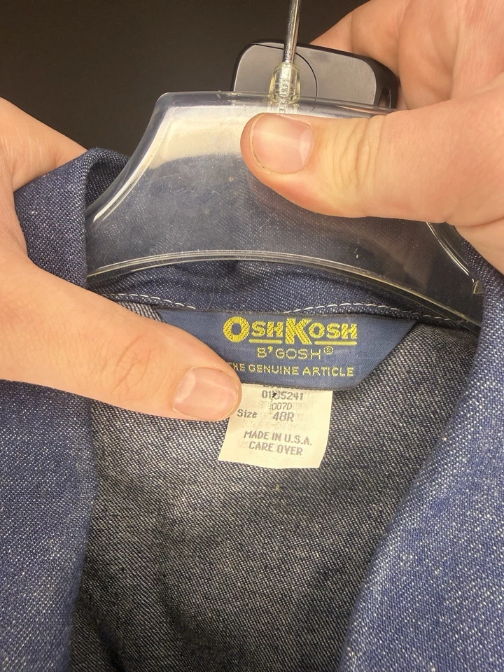 Abrigo Chaqueta Denim Sanforizado De Colección Años 50 Para Hombres Osh Kosh-B’gosh Tareas Hecho en EE. UU. Unión Foto 4 de 4
