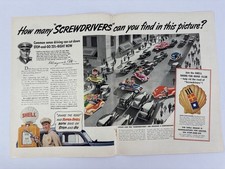 Vintage 1939 Shell Gasoline 2 Page Print Ad Screwdrivers Share The Road Club