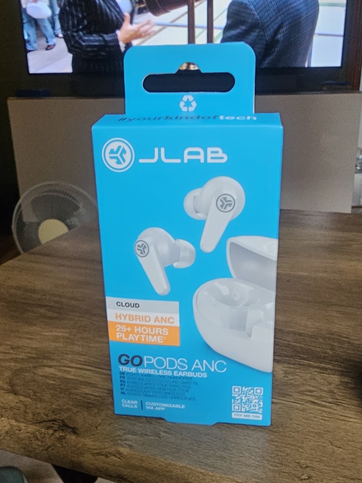 JLab Go Pods ANC True Wireless Earbuds Bluetooth Headphones, White