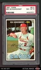 1967 Topps #512 Red Schoendienst Cardinals MANAGER HOF PSA 8 - NM/MT