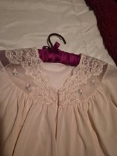 Vintage 60's Bed Jacket Pink with Lace by Shadowline. Size M Made In USA.