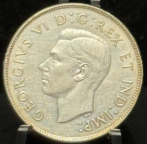 1945 Canada Fifty Cents 50C Silver Coin