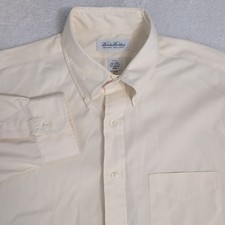 Vintage Brooks Brothers Shirt Mens 17 33 Original Polo Made in USA Yellow Flaw