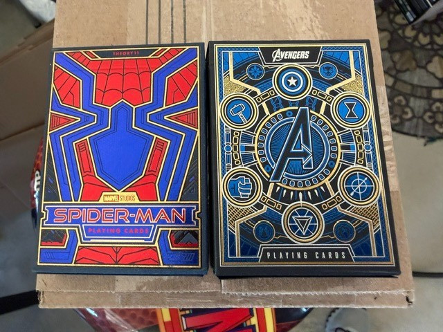 2 Brand New Theory 11 Decks of Cards Sealed SPIDERMAN and Blue AVENGERS NIB !!!!
