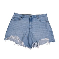 Abercrombie Fitch Curve Love The Loose Short High Rise Size 33 Blue Distressed