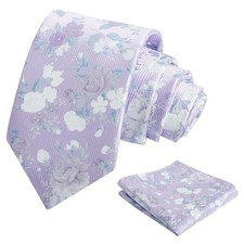 Mens 3.15inches Rose Flower Pattern Tie with Floral Printed 145-lavender