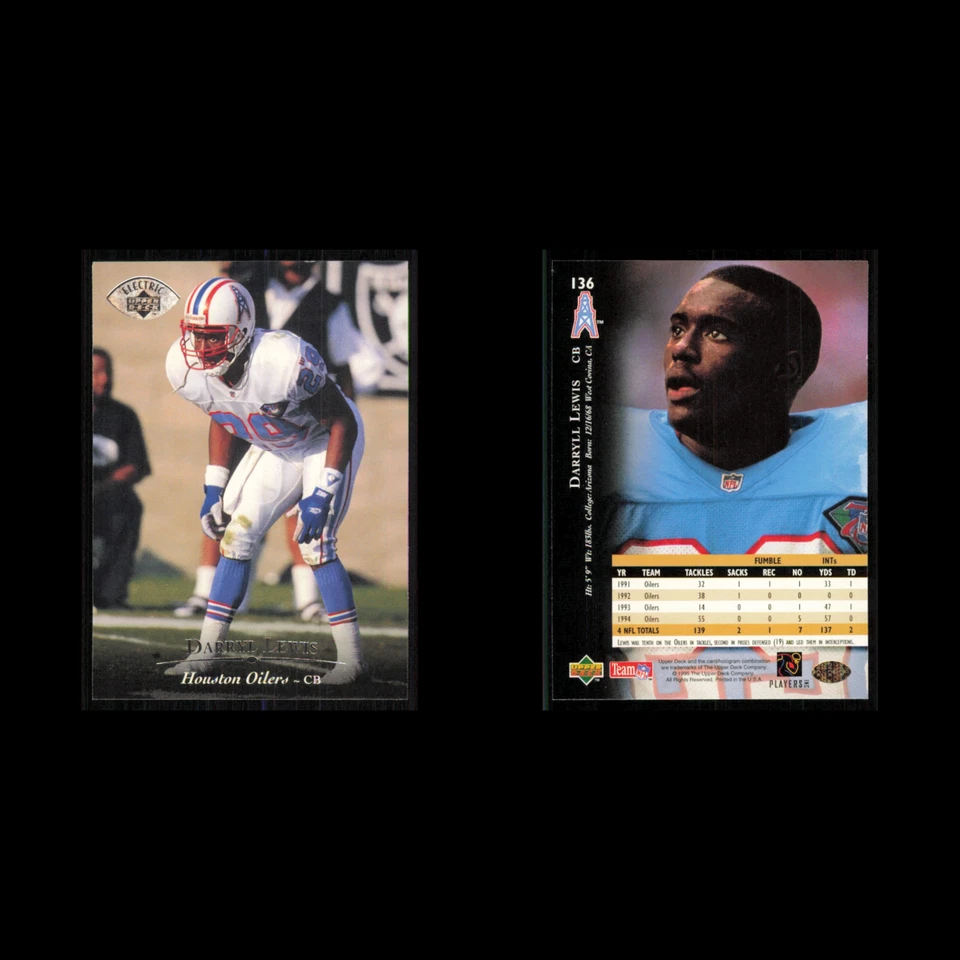 Darryll Lewis #136 1995 Upper Deck Electric Houston Oilers Football Card NFL NM - Image 3 of 3