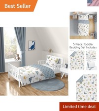 Watercolor Dinosaur Dino Boy Toddler Bedding Set Kids 5p Bed in a Bag Comfort...