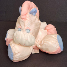 Fisher Price Puffalump Zebra Pony 1991 Vtg Plush Pink White Blue Stars Stripes