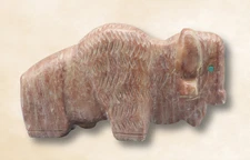 Native American Stone Buffalo Fetish Carving Zuni Style Animal Figurine