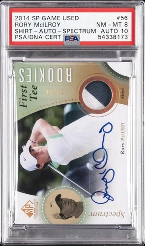 2014 SP GAME USED SHIRT-AUTO-SPCTRM RORY MCILROY ROOKIE RC 10/10 PSA 8 AUTO 10