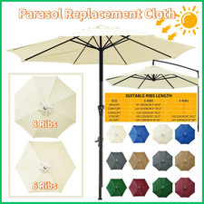 2m Large Parasol Umbrella Garden Patio Table Sun Shade Canopy with Crank Tilt