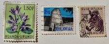 1953 African  Ruanda-Urundi 1.50f, 1970 Rhodesia 2.5c, 1954 Zebra Used Bundle
