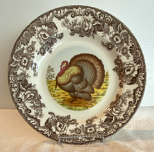 Spode Woodland Turkey 10" Dinner Plates Set of 4 Ceramic Made in England