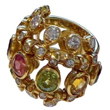 Christian Dior 18k Gold, Diamond Multi-Stone 'Quatre Epices' Ring Retail 18.5K