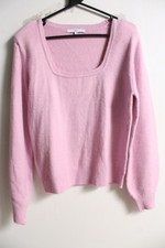 Next Womens Scoop Neck Jumper with Shoulder Pads - Pink - Size 12 (b11)
