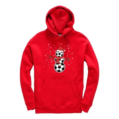 LEISUREWEAR ONLINE Fußball Schneemann Kinder Weihnachten Hoodie Kinder Weihnachtspullover Xmas Fußball Kapuze