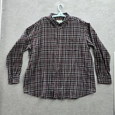 The Foundry Supply Co. Men Button Up Shirt 2XLT Black Plaid Flannel