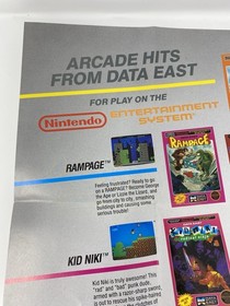 Arcade Hits From Data East Vintage NES Poster 2-Side Variant RARE Robocop Karnov