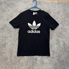 Adidas Shirt Mens Small Black Trefoil Logo Athletic Tee Short Sleeve Classic