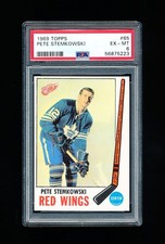 1969 TOPPS HOCKEY 65 PETE STEMKOWSKI PSA 6 EX-MINT RED WINGS / MAPLE LEAFS