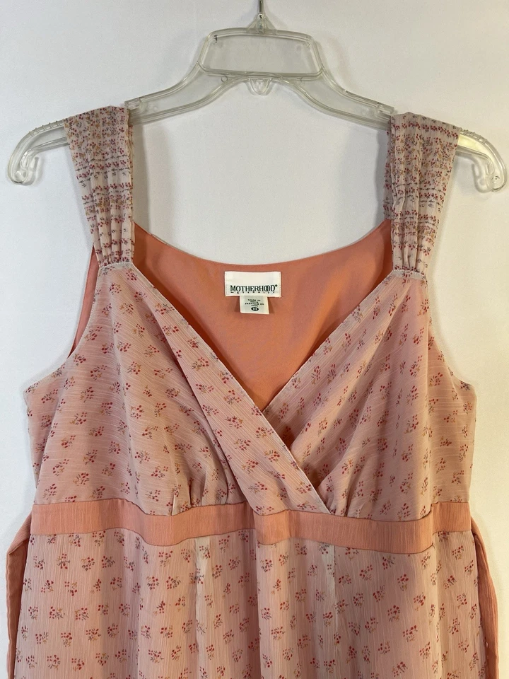 Vintage Motherhood Maternity Dress Medium Cottage Core Floral Peach Sun Dress - Image 3 of 4
