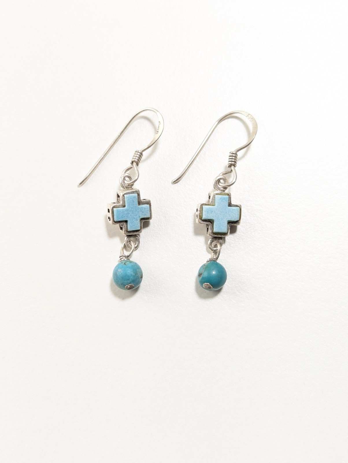 Sterling Silver - Turquoise Drop Dangle Earrings … - image 3
